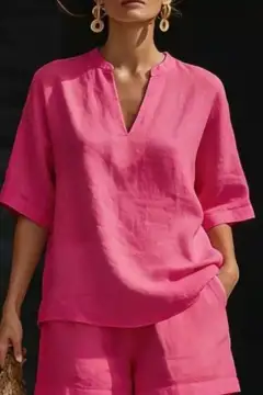 Streamlined Refined Pocketed Top and Shorts Matching Set