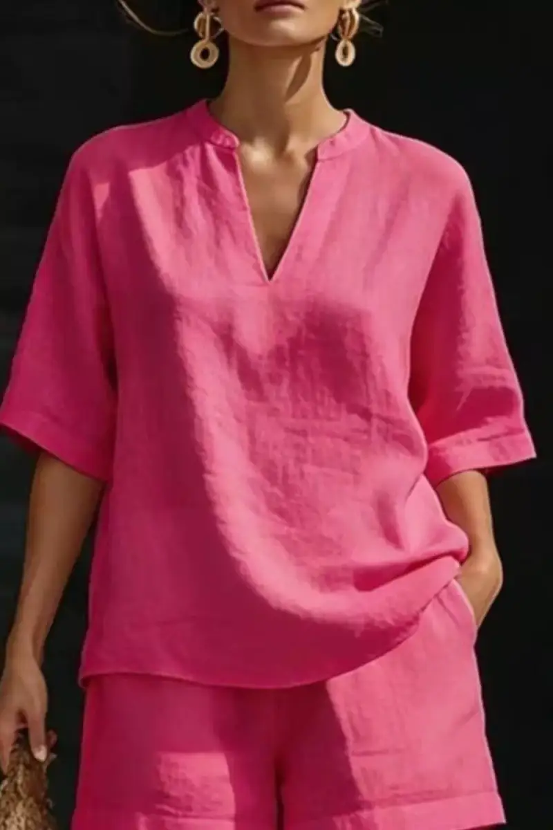 Streamlined Refined Pocketed Top and Shorts Matching Set