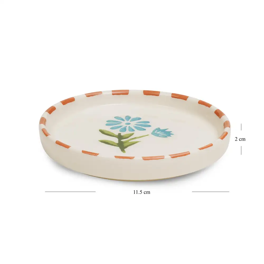 Orange Blue Painted Coaster Pair