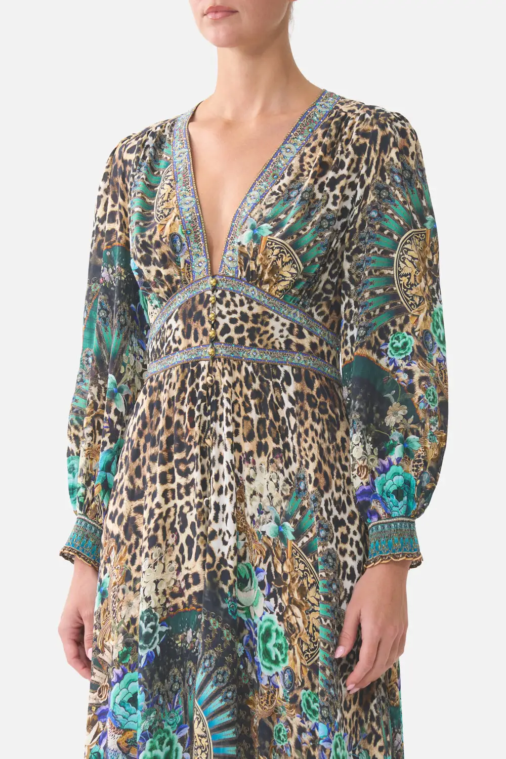 Button Dress with Shaped Waistband
