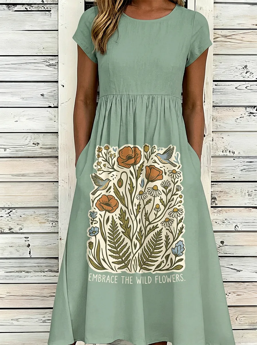 Nature Lover Wildflower Bird Dress