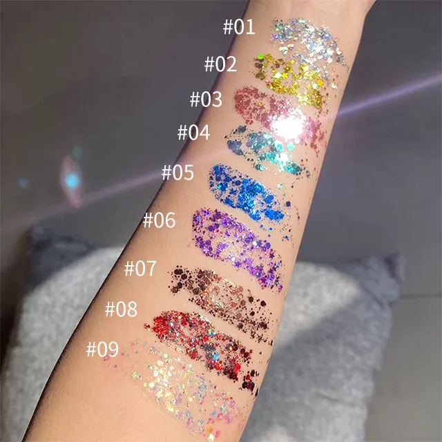 Body Glitter Eyeshadow Face Makeup Cream Sequins Shiny Cosmetics Gel  Private Logo