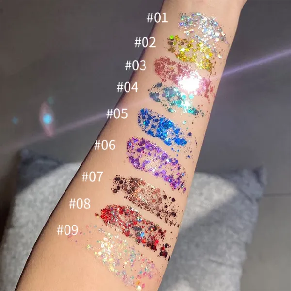 Body Glitter Eyeshadow Face Makeup Cream Sequins Shiny Cosmetics Gel  Private Logo