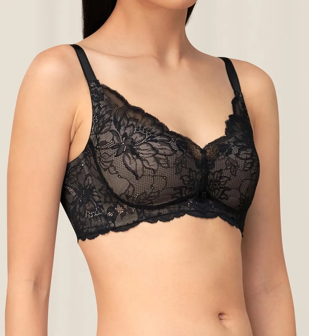 Women's Easy-Wear Non-Wired Deep-V Padded Lace Molded Bra