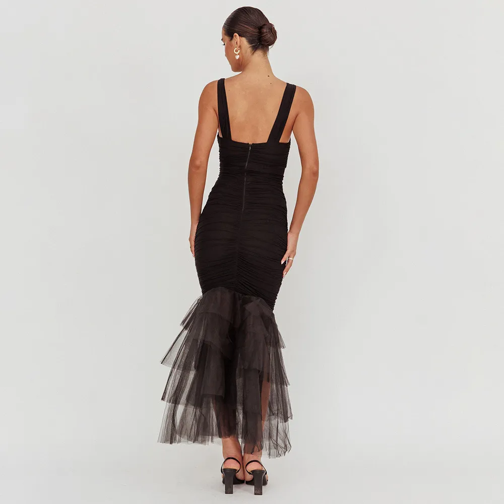 Adela Net-Silk Maxi Dress