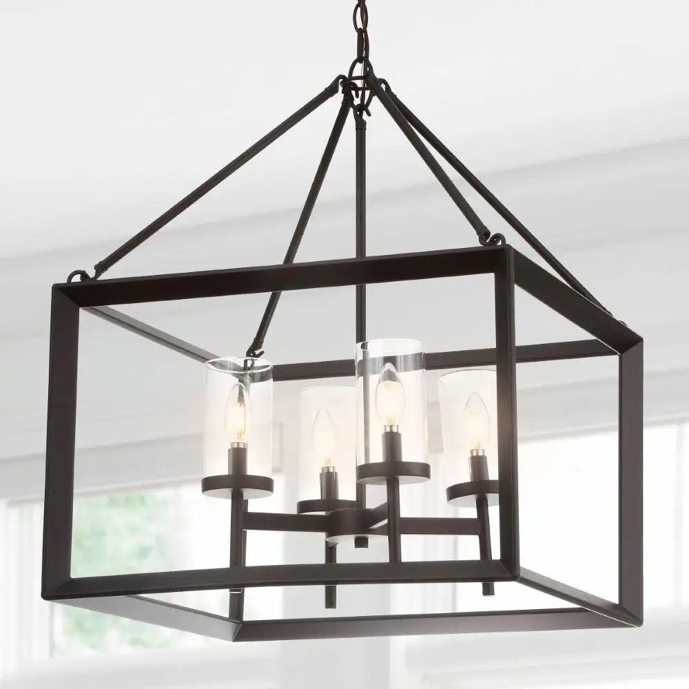 Four-Light Metal Glass LED Pendant