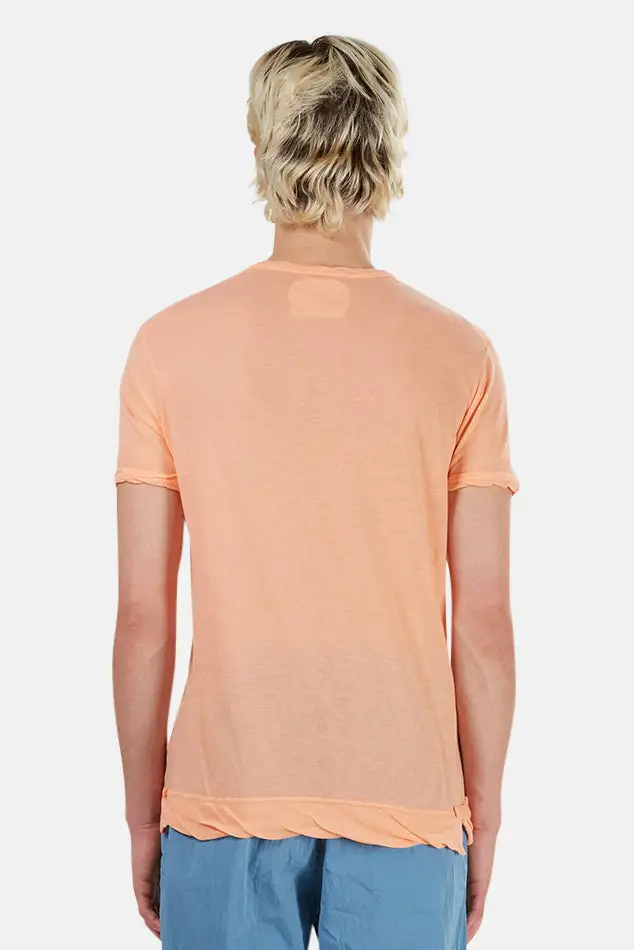 Relaxed V-Neck Cotton Slit-Neck T-Shirt