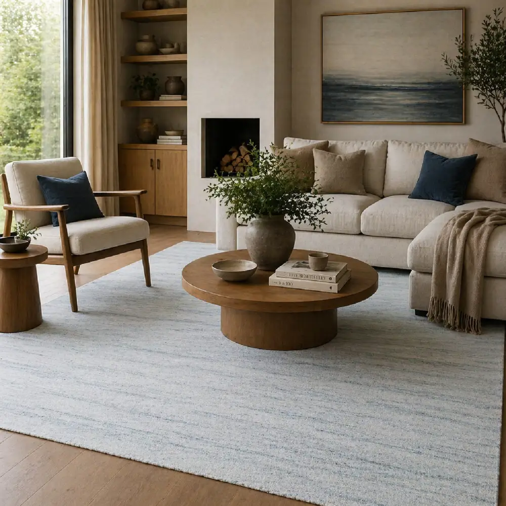 Hand-Knotted Wool Fringed Carpet