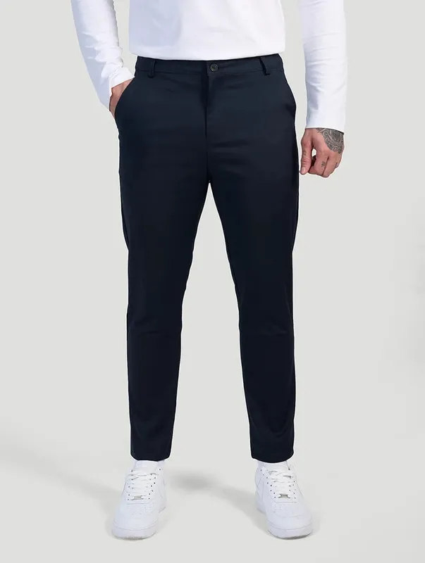 Navy Blue Stretch Pants Clean Cut