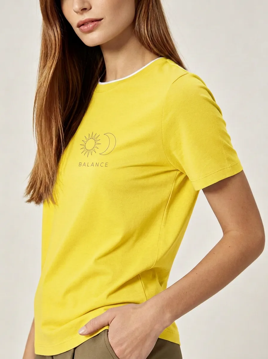 Women's Spiritual Balance Sun Moon Printed T-shirt