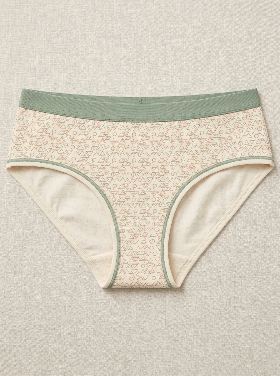 Women's Printed Briefs with Geometric Triangle Detail