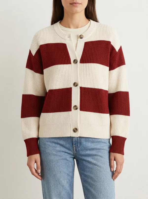Heritage Textured Rugby Striped Knit Cardigan