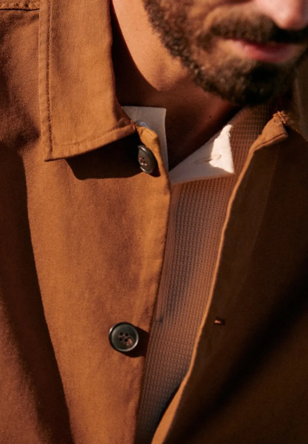 Light Brown Cotton Blend Button Front Chore Jacket