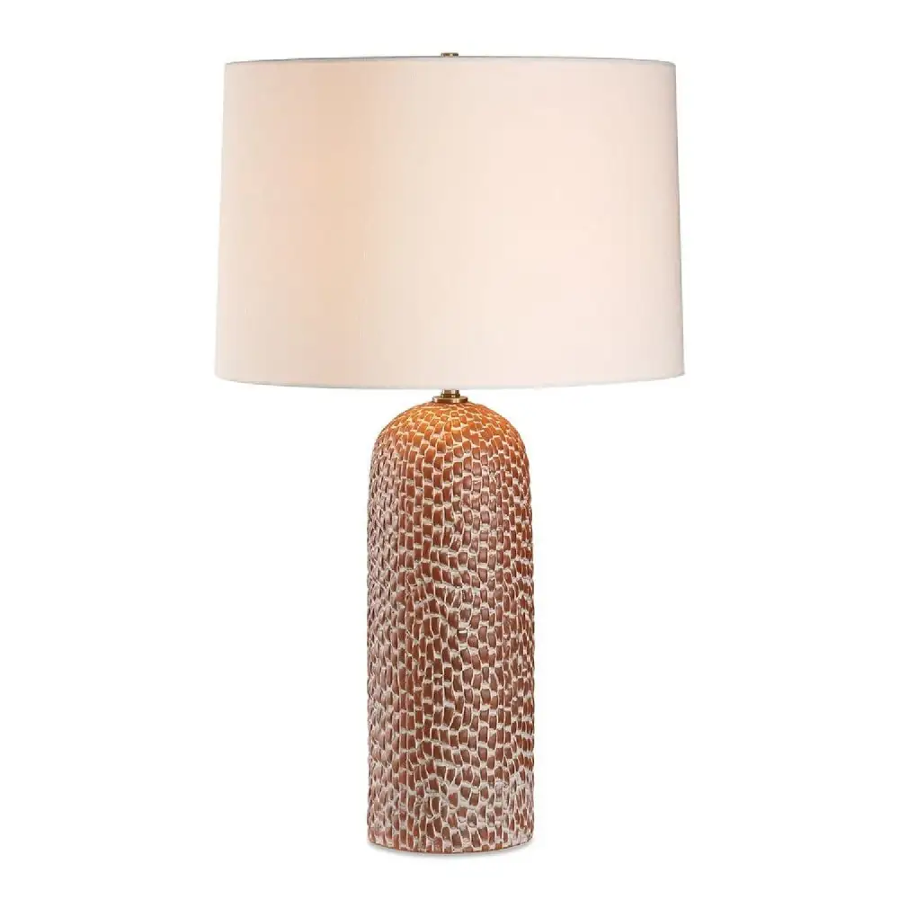 Organic Tapered Metal Brass Linen Table Lamp