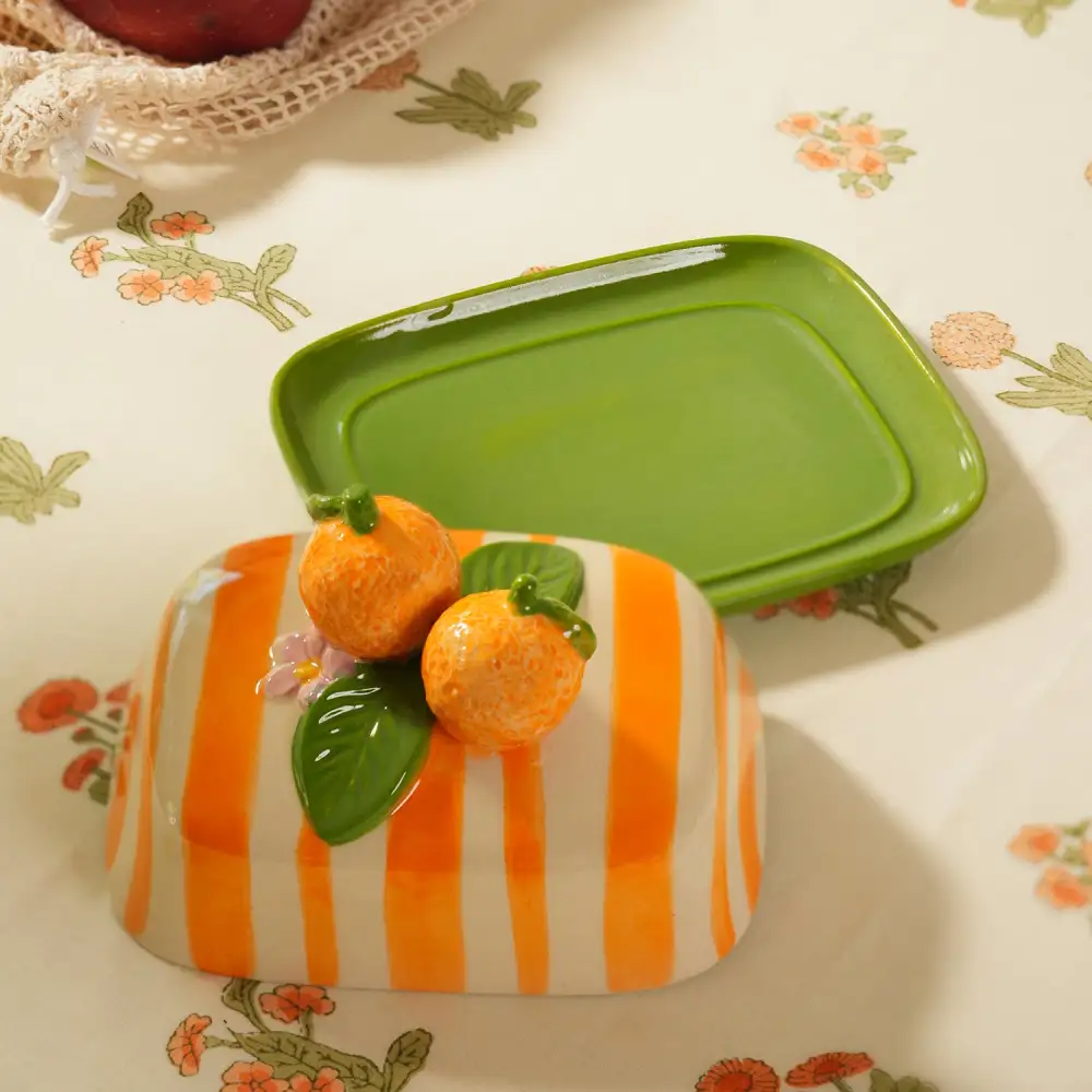 Striped Ceramic Butter Keeper