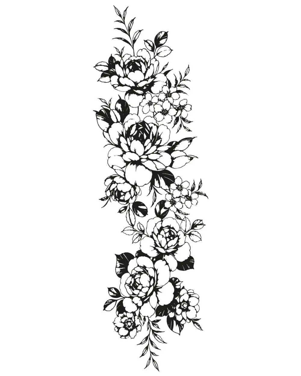 Floral Composition Sleeve Temporary Tattoo