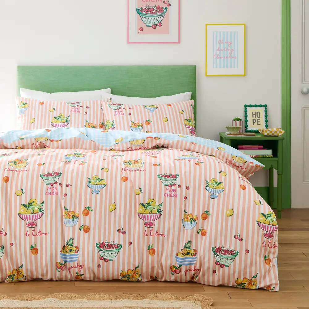 Reversible Gingham Check Polycotton Duvet Cover Set