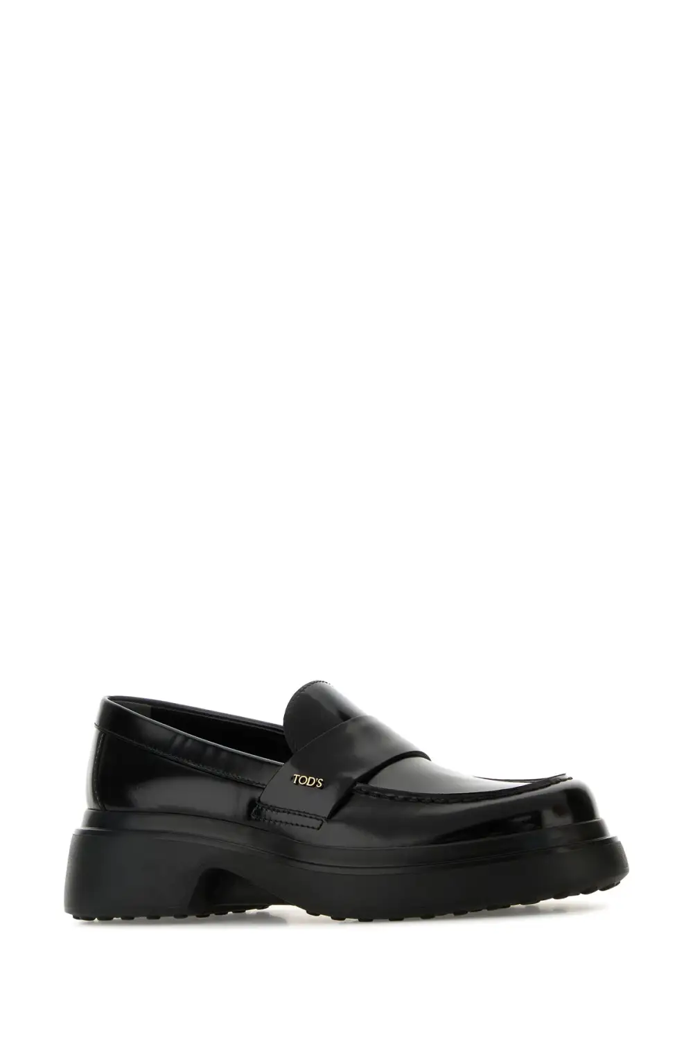 Polished Leather Round Toe Loafers