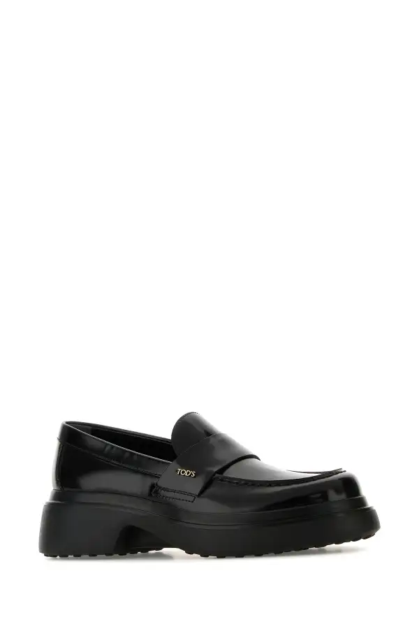 Polished Leather Round Toe Loafers