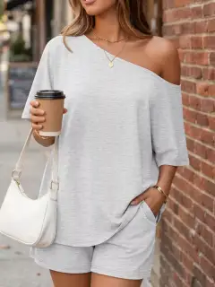 Polished Relaxed Everyday Top and Shorts Matching Set