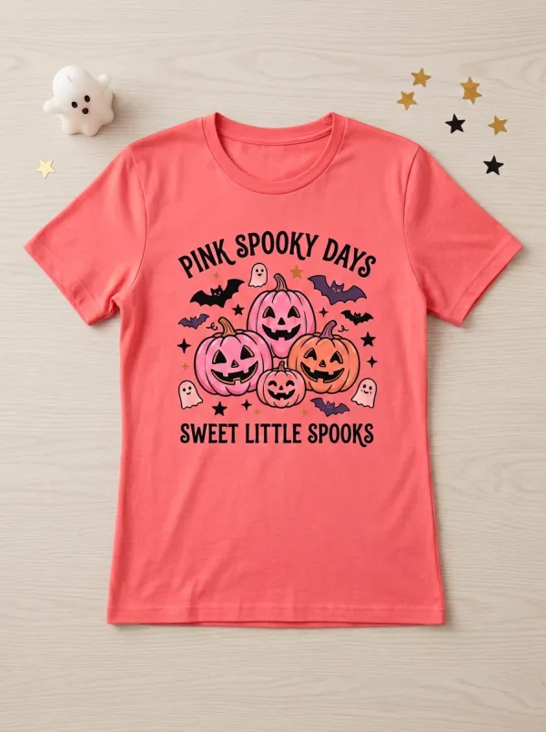 Witchy Ghost Pumpkin Halloween Graphic T-Shirt