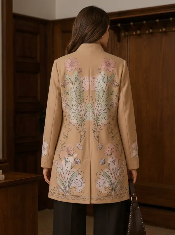 Women's Floral Butterfly Botanical Art Printed Coat