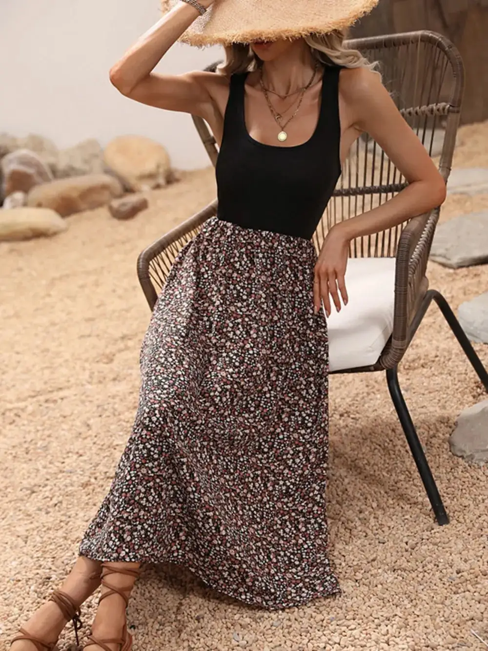 Wide Leg Scoop Neck Dress