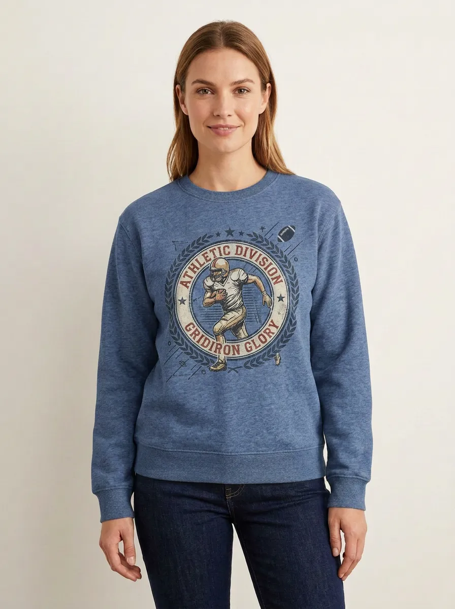 Women's American Football Lover Athletic Division Gridiron Glory Printed Sweatshirt
