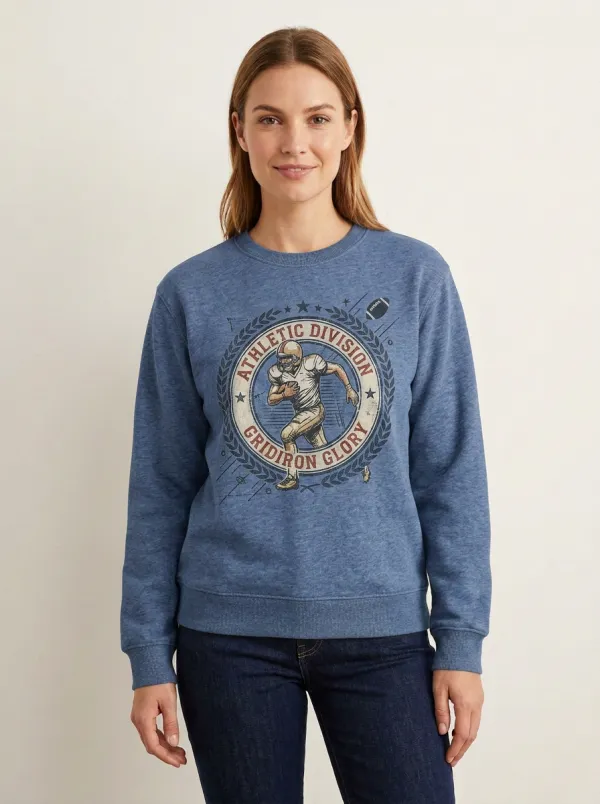 Women's American Football Lover Athletic Division Gridiron Glory Printed Sweatshirt