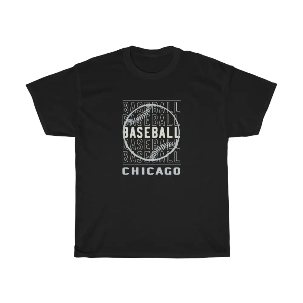 Baseball Chicago with Silver Baseball Graphic T-Shirt
