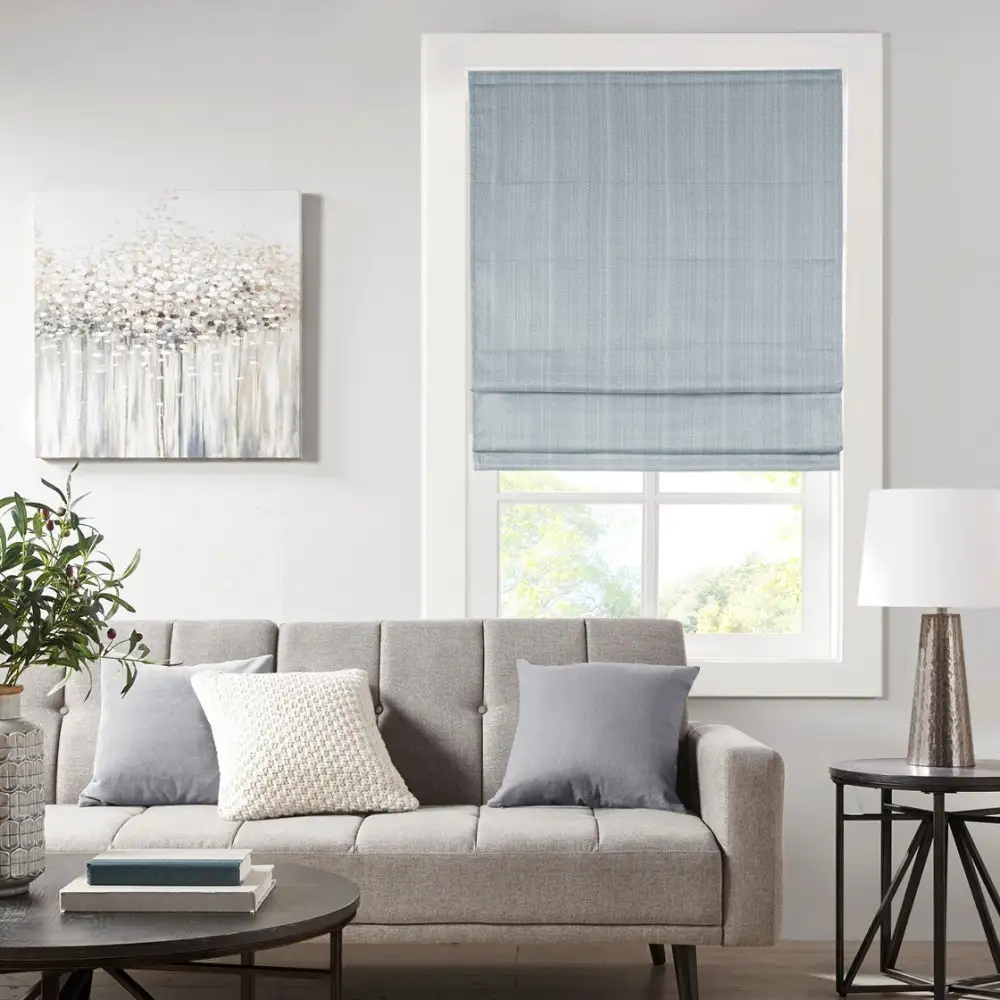 Streamlined Room Darkening Polyester Basketweave Cordless Roman Shade