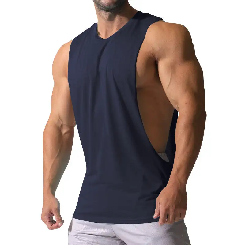 Men's Muscle Shirt With Extra Deep Arm Openings And Breathable Cotton Blend