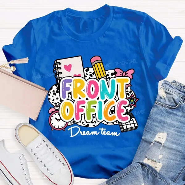 Front Office Dream Team Pink Bow Teacher T-Shirt
