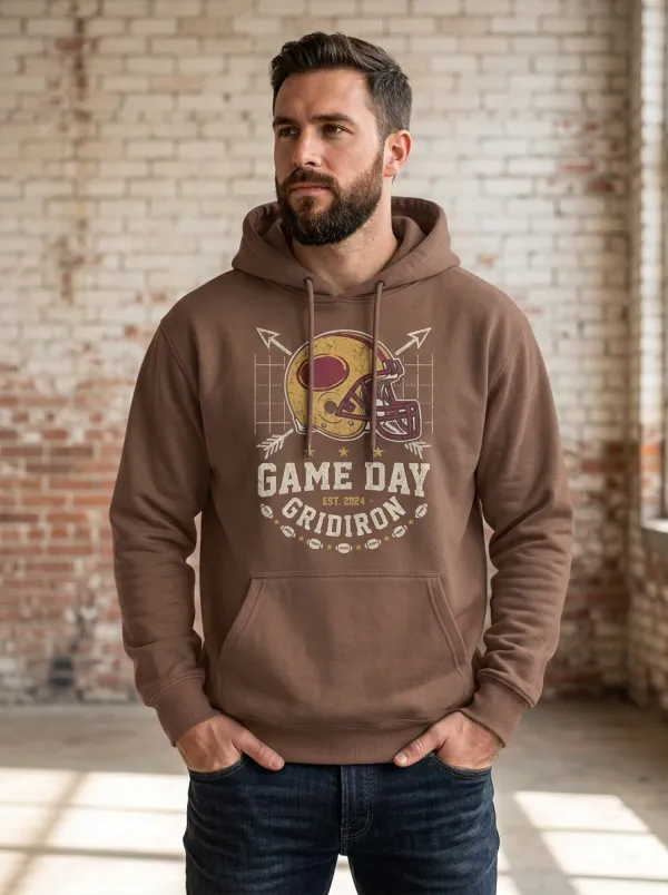 Men's American Football Lover Game Day Gridiron Helmet Printed Hoodie