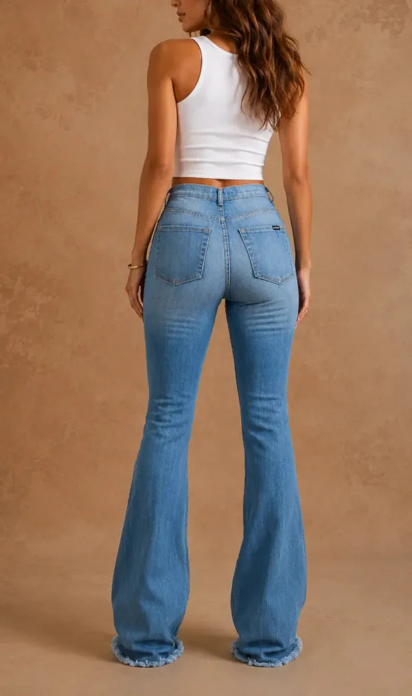 Bootcut High Rise Distressed Denim Jeans