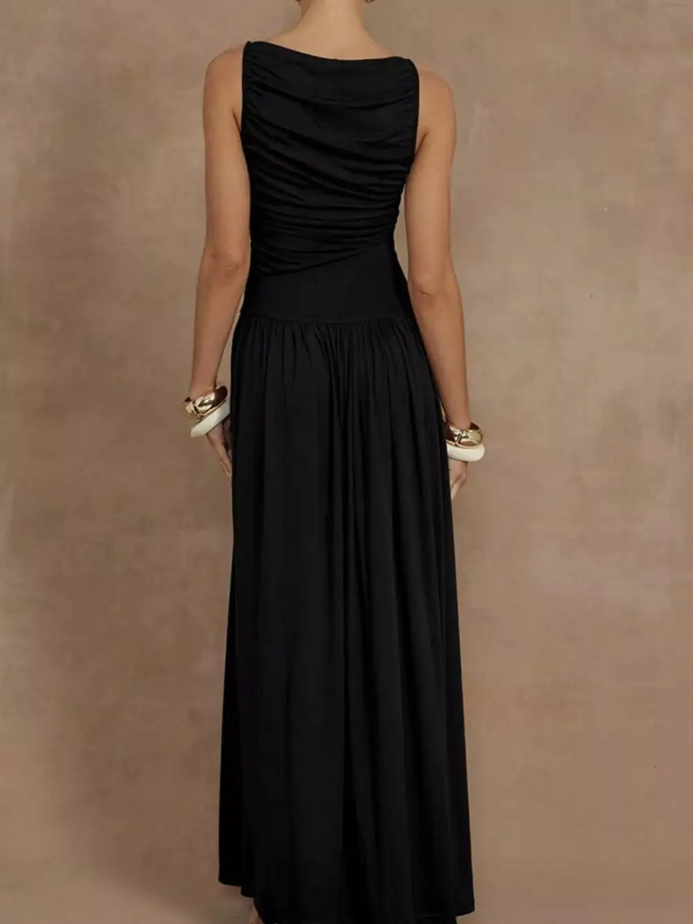 Full Size Ruched Sleeveless Maxi Dress Plus Size