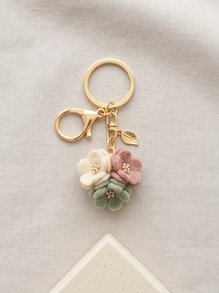 Floral Felt Elegant Gift Keychain
