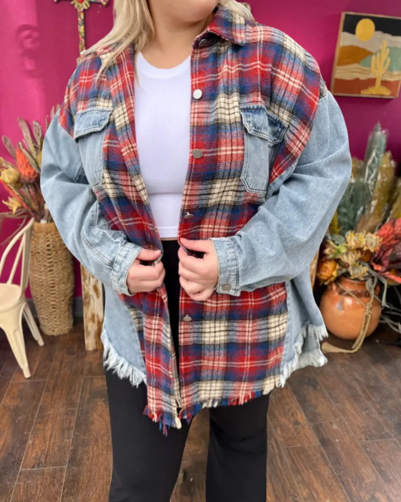 Plaid Patchwork Oversize Jacket