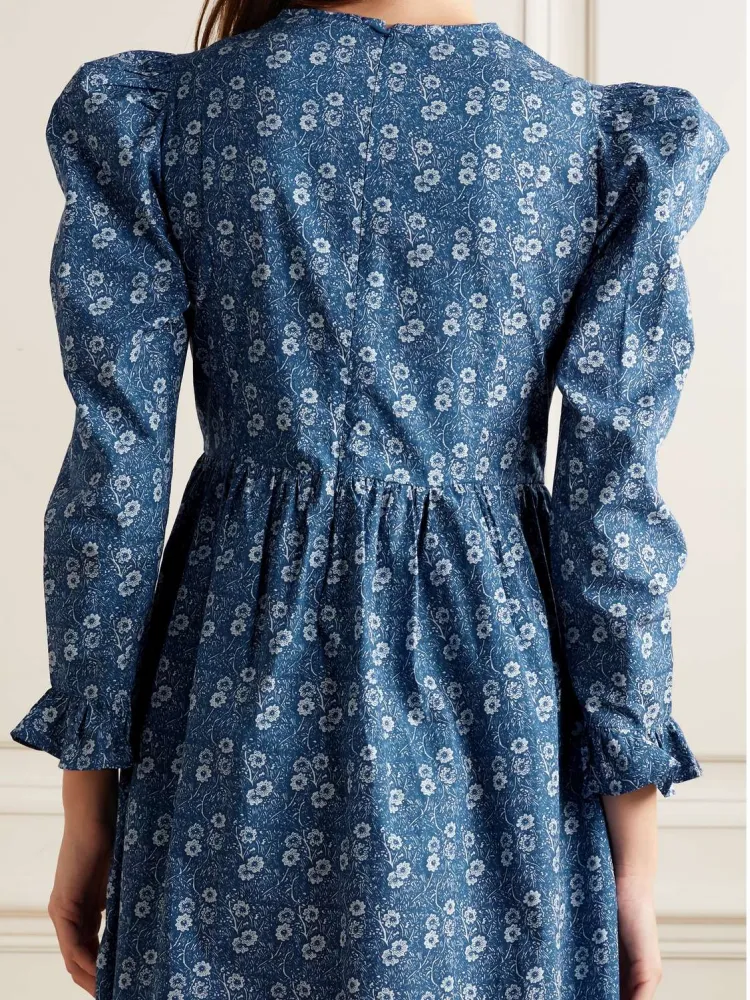 Floral Round Neck Mini Dress