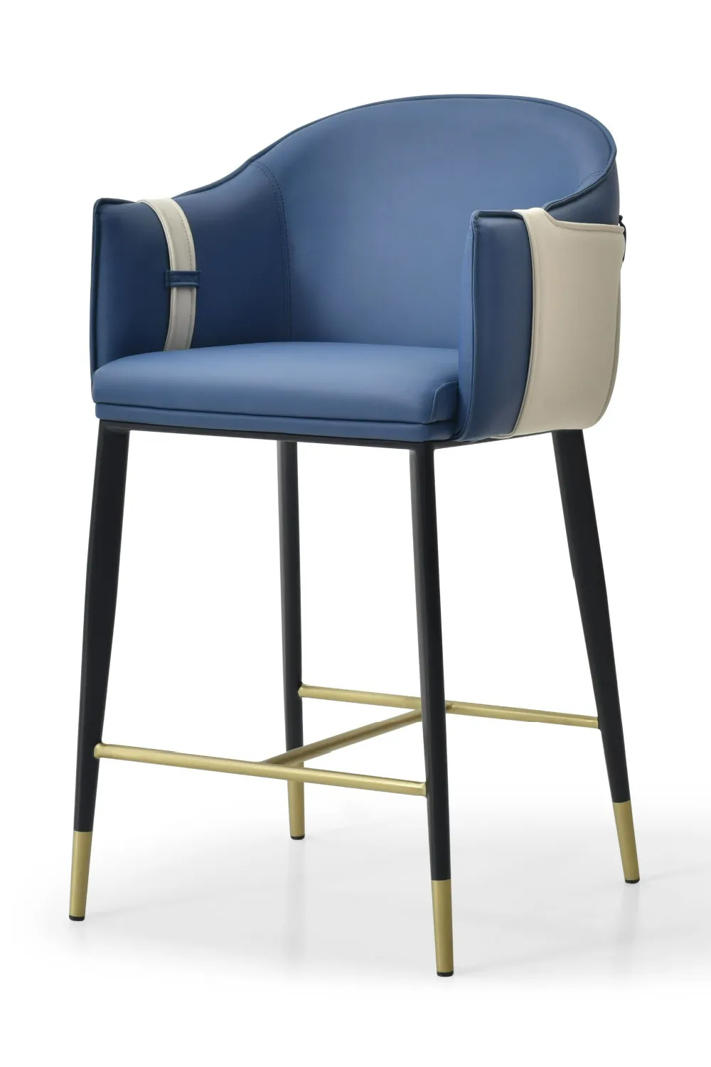 Structured Leather Vegan-Leather Counter Stool