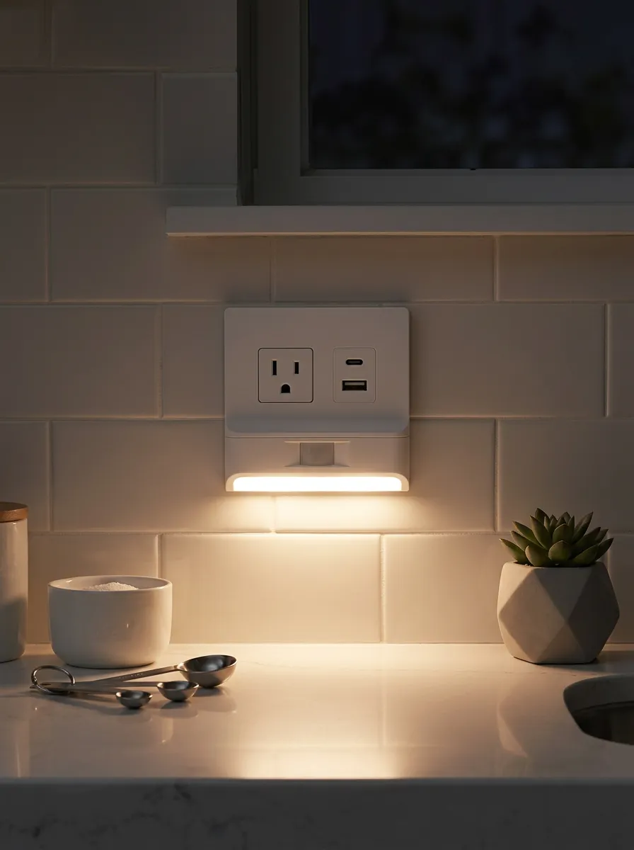 Low-Profile Motion Sensor Warm Light Printed LED Outlet Cover