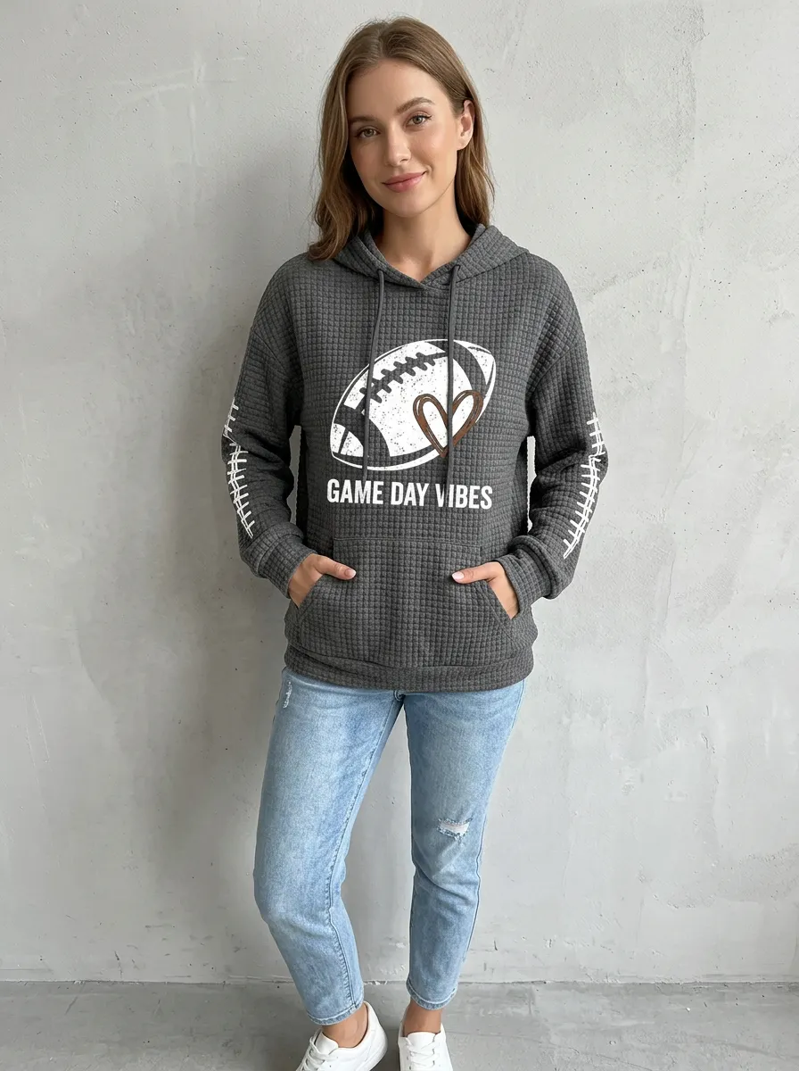 Women's Heritage Gridiron Day Vibes Heart Graphic Hoodie