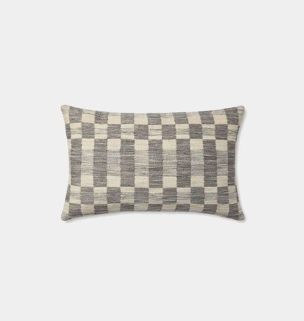 Charcoal and Ivory Lumbar Sofa Throw Pillow