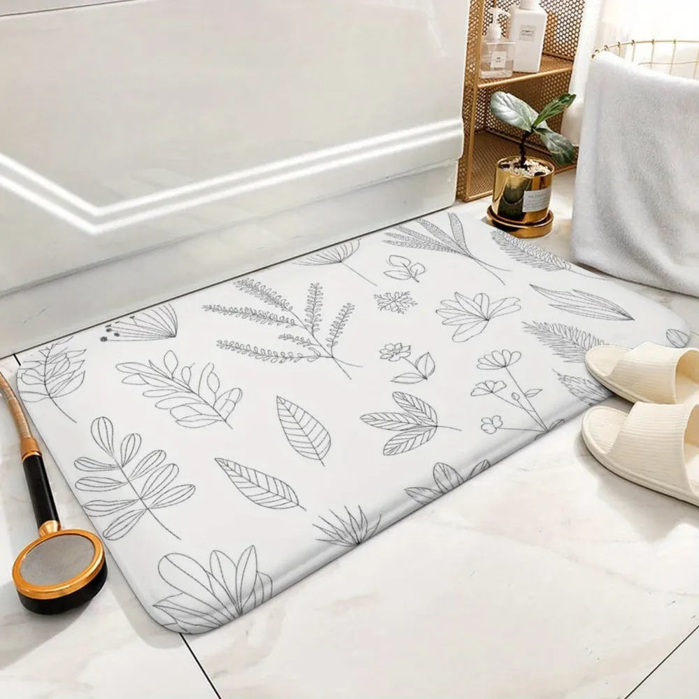 Leaf Print Bath Mat