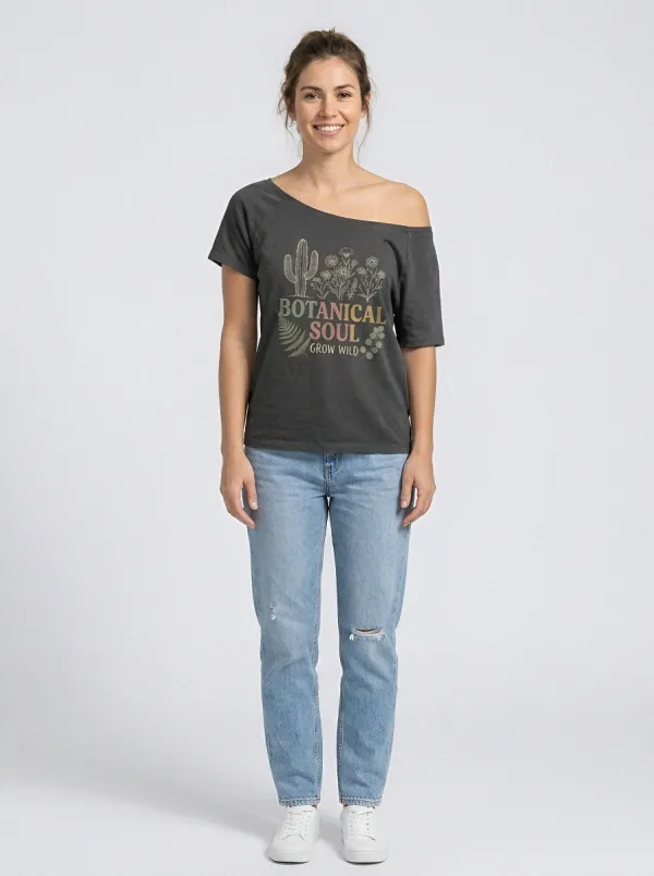 Women's Botanical Soul Cactus Wildflower Printed T-shirt