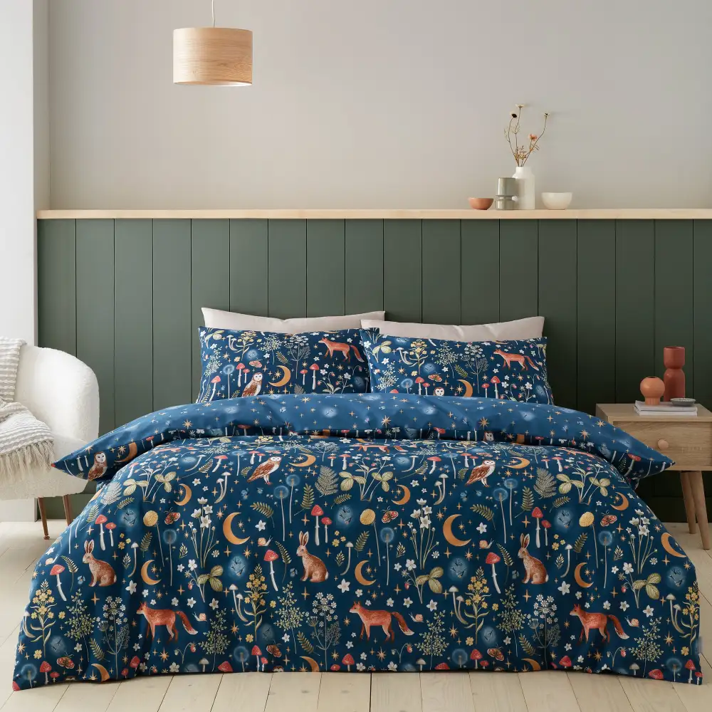 Contemporary Bedroom Reversible Printed Linen Duvet Cover Set