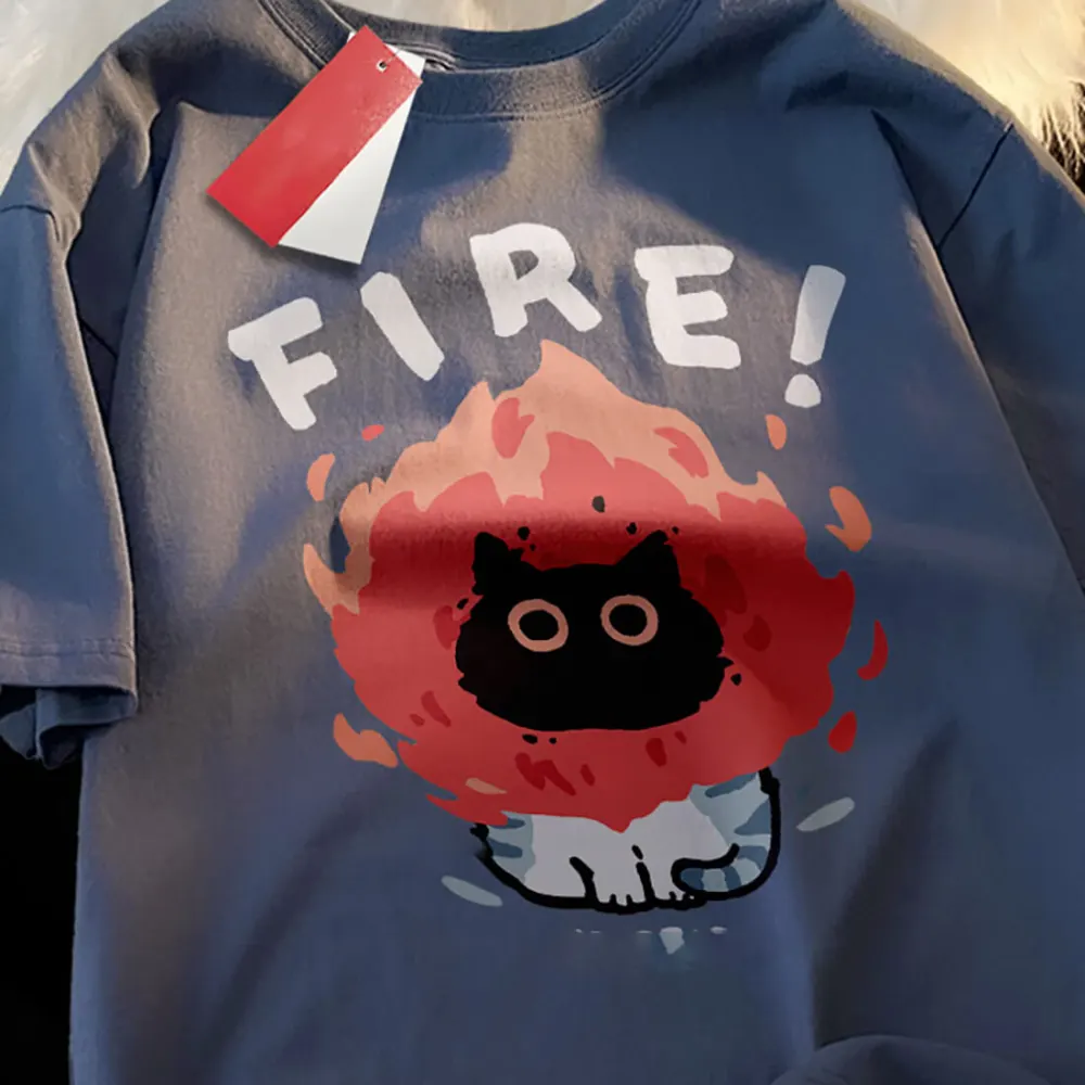 Cat Fire Graphic T-Shirt