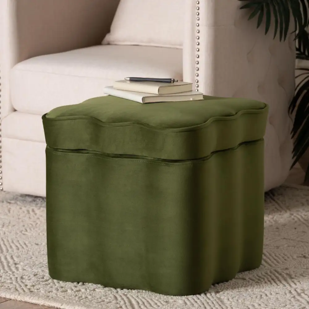 Scalloped Storage Ottoman