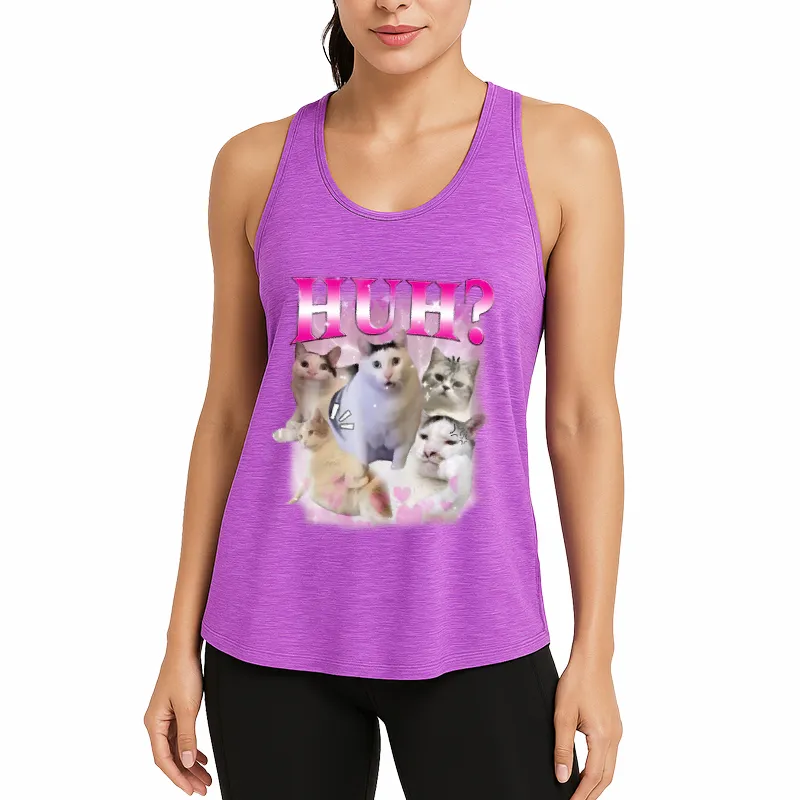 Huh Funny Cat Meme Athletic Tank