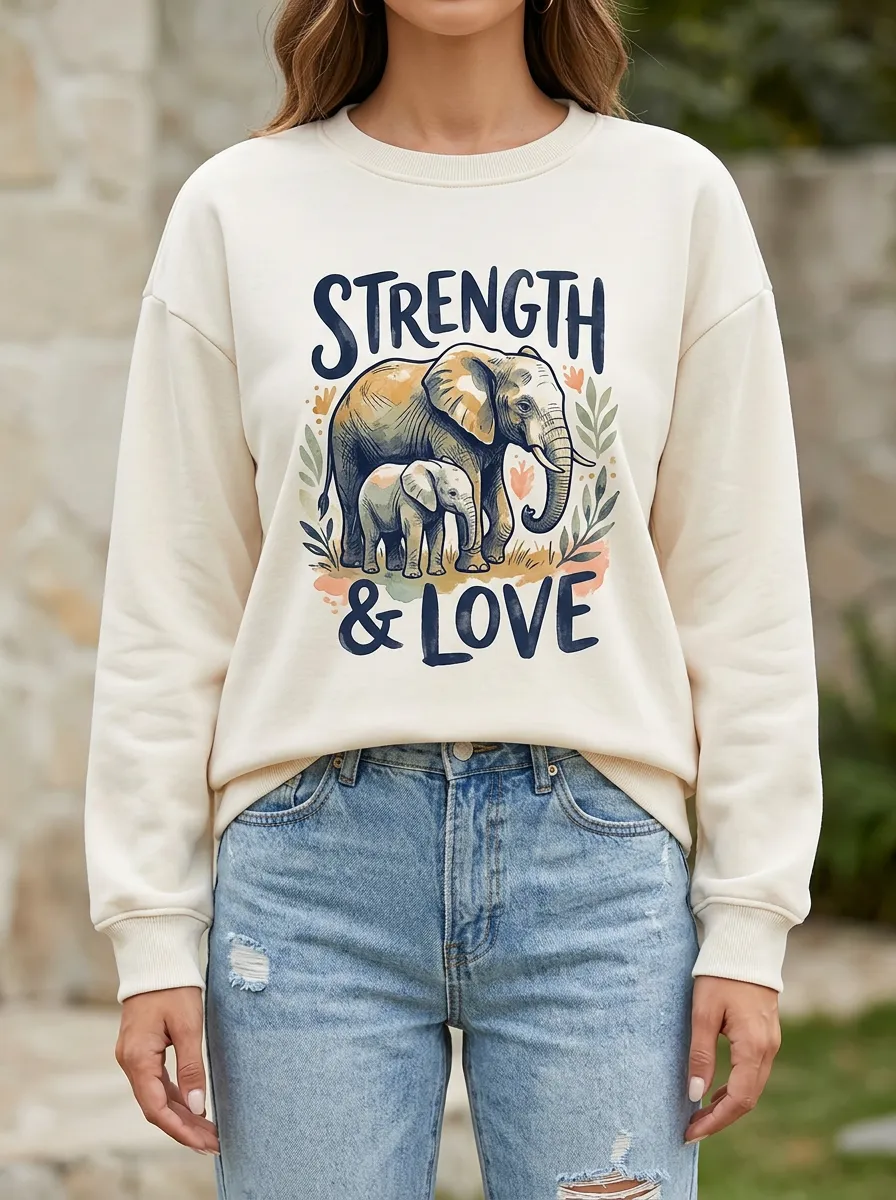Strength And Love Elephant Family Sweatshirt